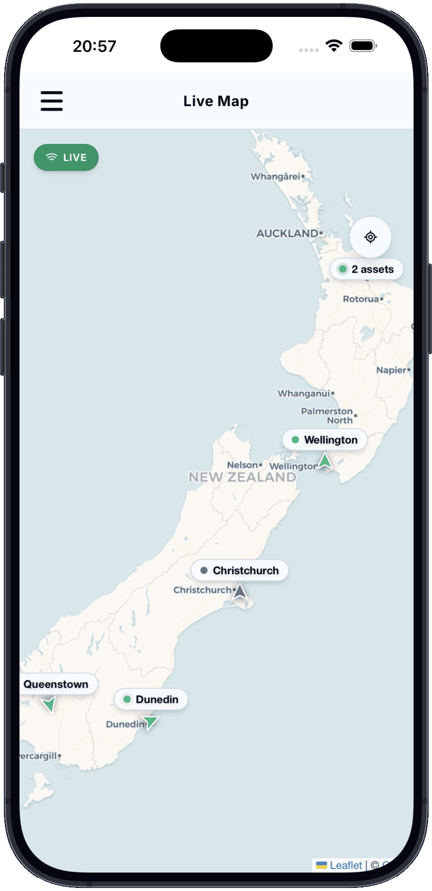 Spectre live map showing real-time fleet location