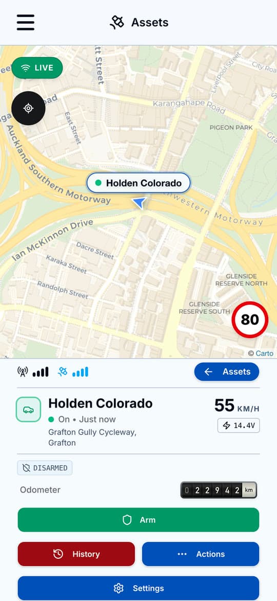 Spectre on an iPhone: a ute's live location